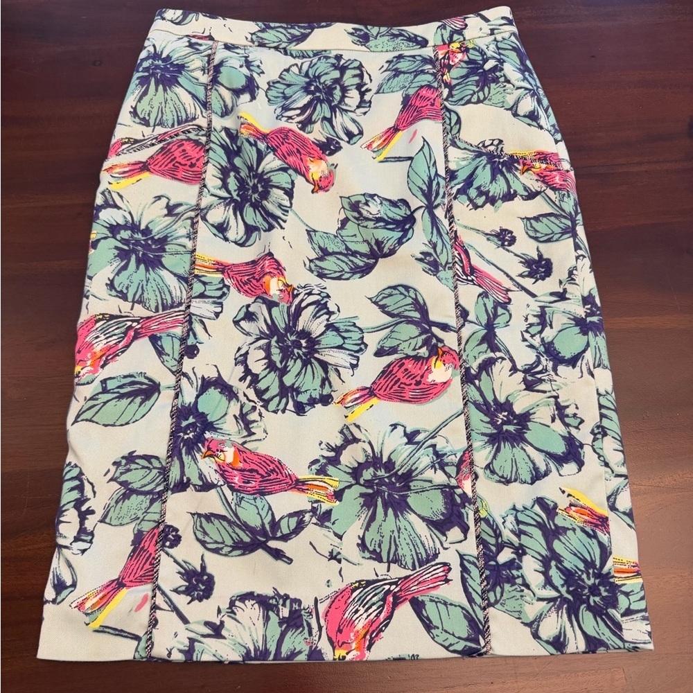 McGinn Dana Bird Floral Print Pencil Skirt  (120)